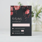 Apricot 3D Roses Wedding RSVP Karte (Stehend Vorderseite)