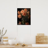 Apricot Amaryllis Blume Art Print Poster (Küche)
