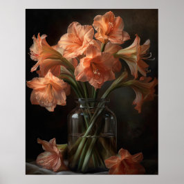 Apricot Amaryllis Blume Art Print Poster