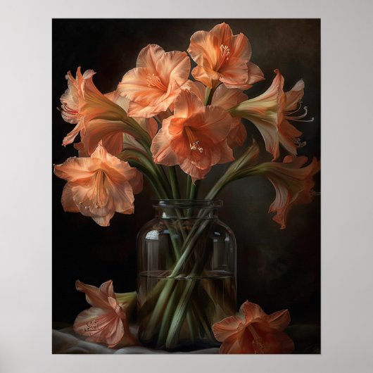 Apricot Amaryllis Blume Art Print Poster (Vorne)