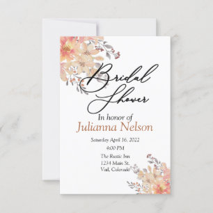 Apricot Aquarell Blüteneinladung Einladung