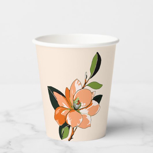 Apricot Azalea auf Creme Pappbecher (Vorderseite)