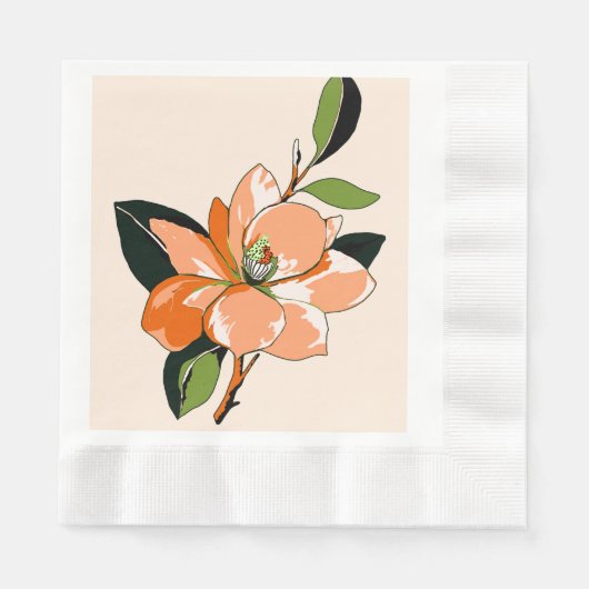 Apricot Azalea auf Creme Serviette (Vorderseite)