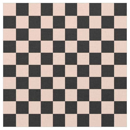 Apricot & Black Checkerboard Stoff (Nahaufnahme)