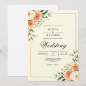 Apricot Bloom Corner Blüh Wedding Einladung (Vorne/Hinten)