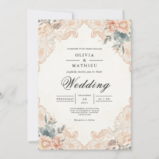 Apricot Blossom Archway Wedding Einladung