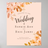 Apricot Blush Bloral Wedding Welcome Empfang Poster (Vorne)