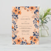 Apricot Captivating Botanical Wedding Einladung (Stehend Vorderseite)
