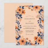 Apricot Captivating Botanical Wedding Einladung (Vorne/Hinten)
