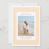 Apricot | Classic Pinstripe Photo Wedding Save The Date (Vorderseite)