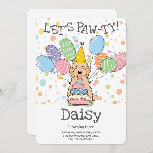 Apricot Cockapoo Cavapoo Dog Birthday Party Einladung (Vorne/Hinten)