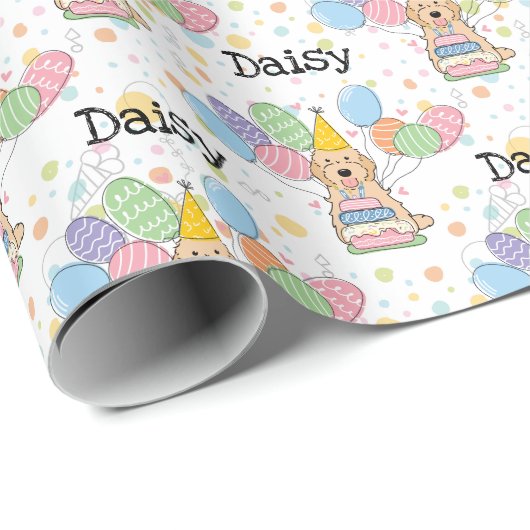 Apricot Cockapoo Cavapoo Dog Geburtstag Geschenkpapier (Rolleneckpunkt)