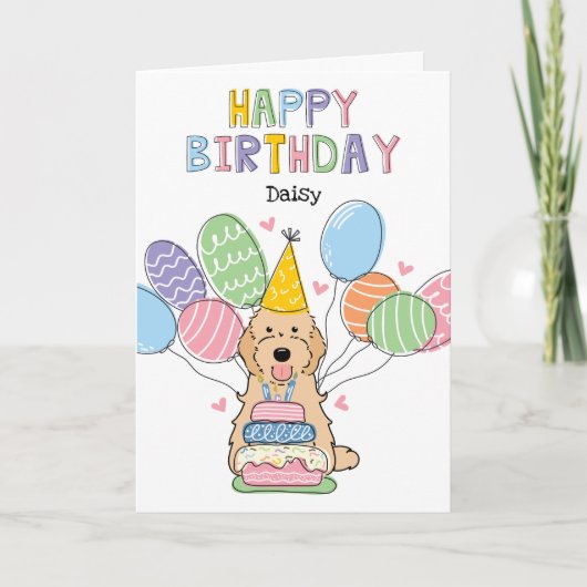 Apricot Cockapoo Cavapoo Dog Happy Birthday Karte (Vorderseite)
