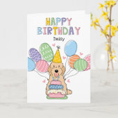 Apricot Cockapoo Cavapoo Dog Happy Birthday Karte (Gelbe Blume)