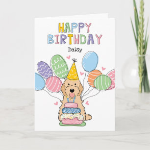 Apricot Cockapoo Cavapoo Dog Happy Birthday Karte