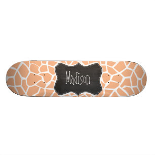 Apricot Color Giraffe Print; Vintage Zwischenablag Skateboard