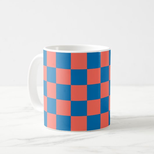Apricot Crush Cerulean Wave Check Mug Kaffeetasse (Vorderseite Links)