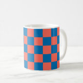 Apricot Crush Cerulean Wave Karo-Mug Kaffeetasse (VorderseiteRechts)