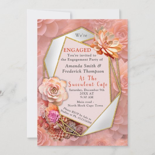 Apricot Crush Color 2024 mit Sukkulenten Einladung (Vorderseite)