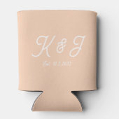 Apricot Crush Gastgeschenk Hochzeit Mit Monogramm Dosenkühler (Rückseite)