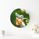 Apricot Daffodil Wall Clock Große Wanduhr (Zuhause)