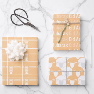 Apricot Eid Adha Mubarak Kaaba Sheep Geschenkpapier Set