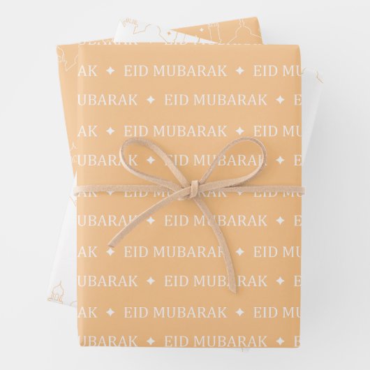 Apricot Eid Mubarak Masjid Muster Design Geschenkpapier Set (Beispiel)