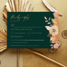 Apricot Emerald Blume Wedding Card