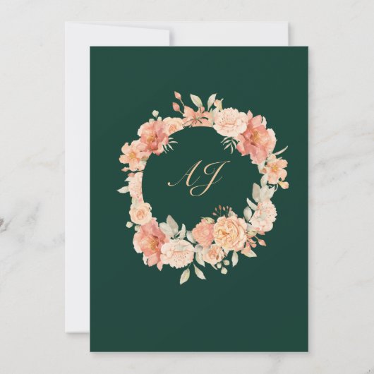 Apricot Emerald Wildblume Einladung zur Hochzeit (Rückseite)