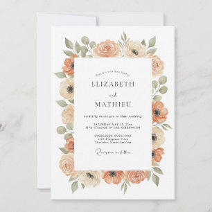 Apricot Enchanting Botanische Hochzeit Einladung