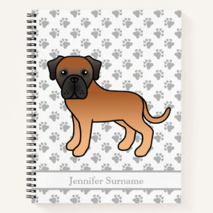 Apricot English Mastiff Süßer Cartoon-Hund & Text Notizblock