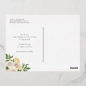 Apricot English Rose Blumenrahmen Save the Date Folie Einladungspostkarte (Rückseite)