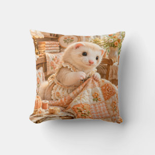 Apricot-Frettchen-Blumen- Patchwork-Quiltzimmer Kissen