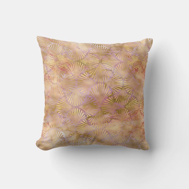 APRICOT GOLD ART DECO MARBLE CUSHION KISSEN (Vorderseite)