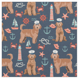 Apricot Golden Doodle nautische Marine Stoff