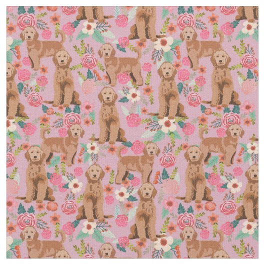 Apricot Golden Doodle Vintage Blumen staub rosa Stoff (Nahaufnahme)