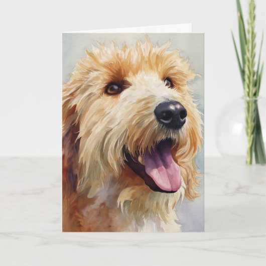 Apricot golden doodle watercolor karte (Vorderseite)