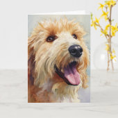 Apricot golden doodle watercolor karte (Gelbe Blume)