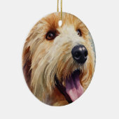 Apricot golden doodle watercolor keramik ornament (Rechts)