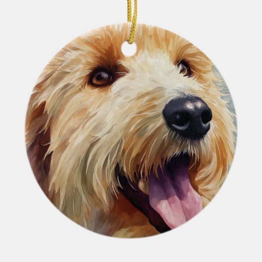 Apricot golden doodle watercolor keramik ornament (Vorne)