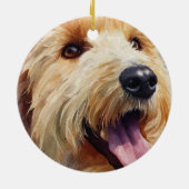 Apricot golden doodle watercolor keramik ornament (Hinten)