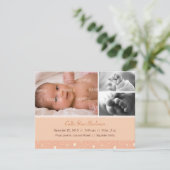 Apricot Gumdrop Baby Birth Ankündigung (Stehend Vorderseite)