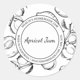 Apricot Jam Sketch Modern Label Runder Aufkleber