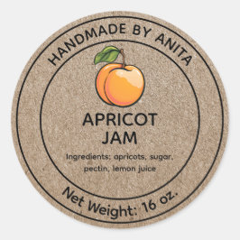 Apricot Jelly Jar Label Kraft Paper Style Runder Aufkleber