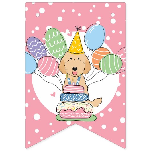 Apricot Labradoodle Birthday Party Jagdfahnen Wimpelkette (Erste Fahne)