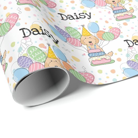 Apricot Labradoodle Hund Geburtstag Geschenkpapier (Rolleneckpunkt)