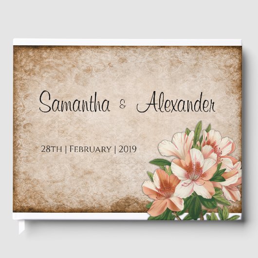Apricot Lilies Vintage Wedding Gästebuch (Vorderseite)