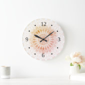 Apricot Mandala Geometric Große Wanduhr (Zuhause)