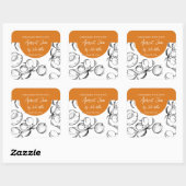 Apricot-Marmelade-Label aus schwarzem und weißem M Quadratischer Aufkleber (Blatt)