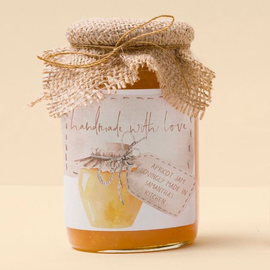 Apricot-Marmelade-Label hausgemacht mit Liebe Quadratischer Aufkleber